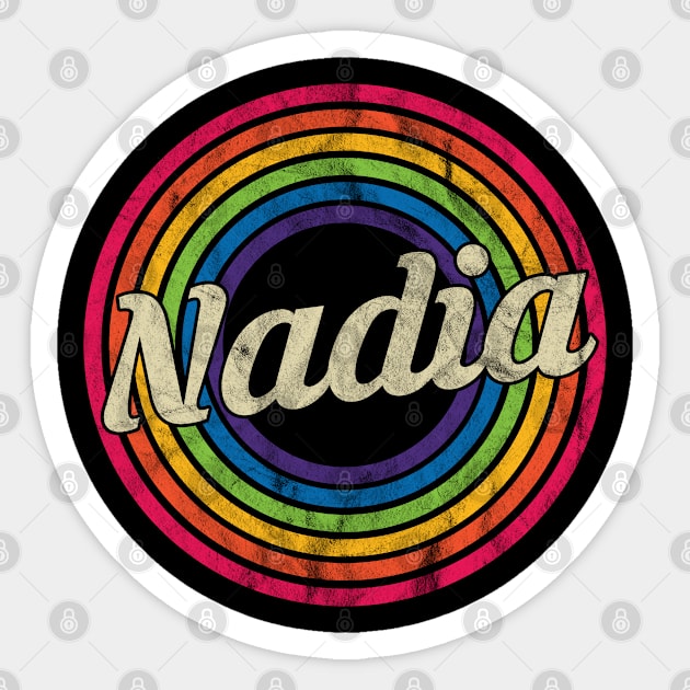 Nadia - Retro Rainbow Faded-Style Sticker by MaydenArt